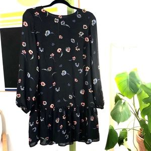 Lila Rose black floral chiffon drop waist dress